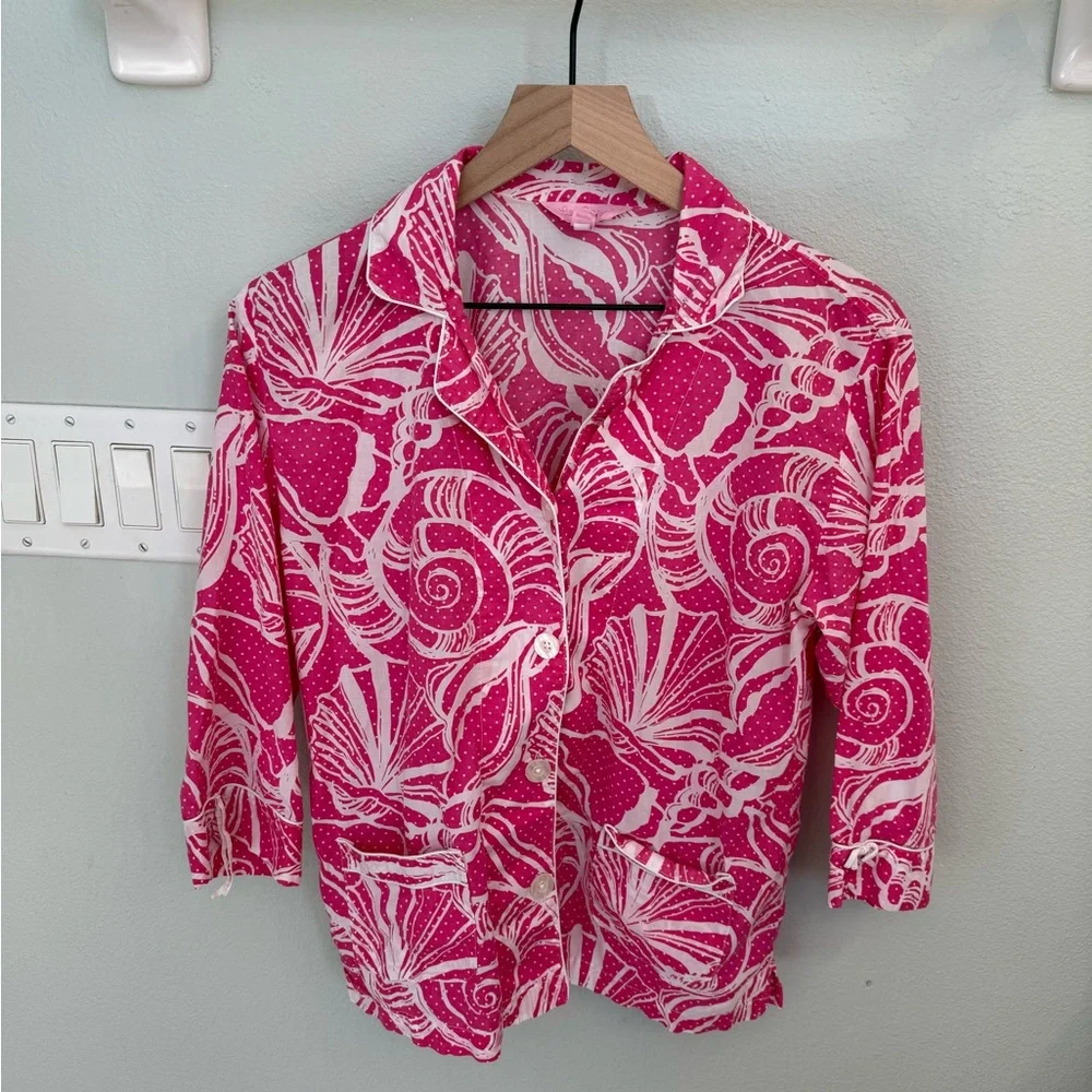 Lily Pulitzer pink shell cotton sleep shirt - Picture 1 of 6